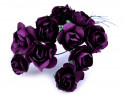 sztuczne róże fioletowe ciemne 12 szt.