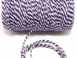 sznurek bawełniany 2 mm biało-fioletowy -10m.