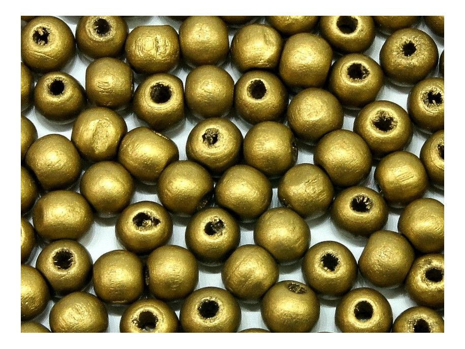 koraliki drewniane 10mm złote