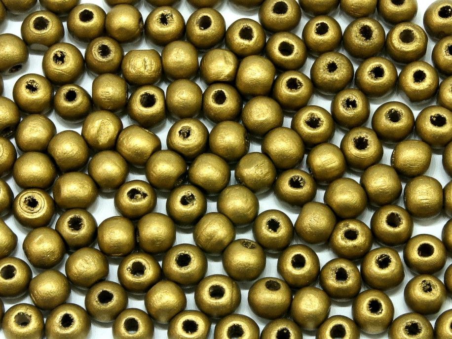 koraliki drewniane 6mm złote