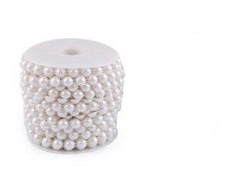 półperełki na sznurku 8mm białe perłowe