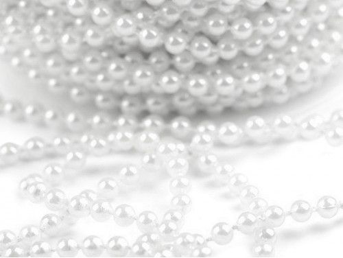 koraliki na sznurku 5 mm, białe perłowe