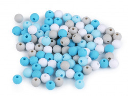 koraliki plastikowe kulki 6mm matowe mix niebieski ok.100 szt.
