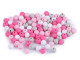 koraliki plastikowe kulki 6mm matowe mix różowy ok.100 szt.