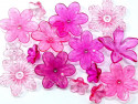 koraliki różowe kwiatki 15 sztuk