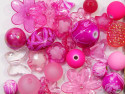 koraliki akrylowe mix różowy 30 sztuk