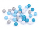 koraliki plastikowe kulki 8mm błyszczące mix niebieski 50 szt.