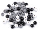 koraliki drewniane 8mm mix biało/czarny 50g