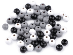 koraliki drewniane 8mm mix biało/czarny 50g