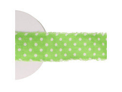 wstążka bawełniana w kropki zielona
