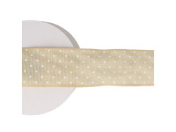 wstążka rypsowa w kropki beżowa z brokatem