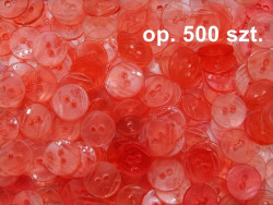guziki 15mm czerwone przezroczyste op. 500 sztuk