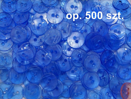 guziki 15mm niebieskie przezroczyste op. 500 szt.