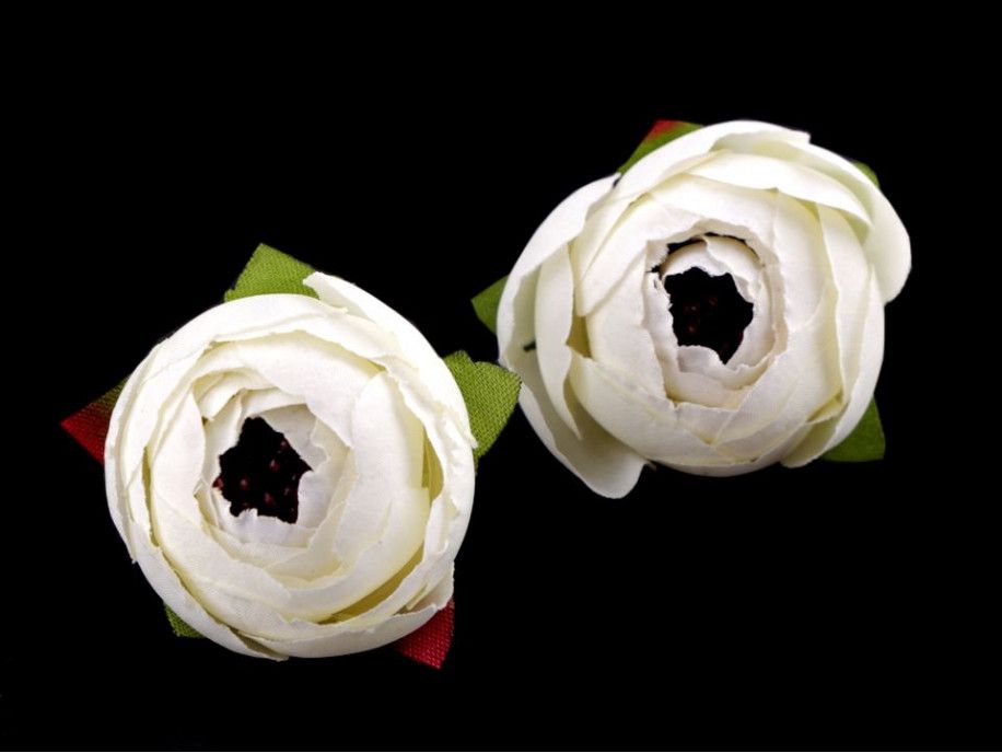 kwiat sztuczny jaskier biały 2 szt.