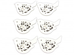 ozdoba drewniana ptaszek 6szt z przylepcem