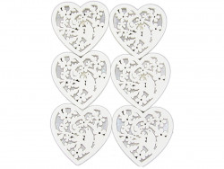 ozdoba drewniana serce 6szt z przylepcem