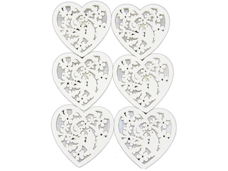 ozdoba drewniana serce 6szt z przylepcem