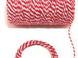 sznurek bawełniany 2 mm biało-czerwony -10m.